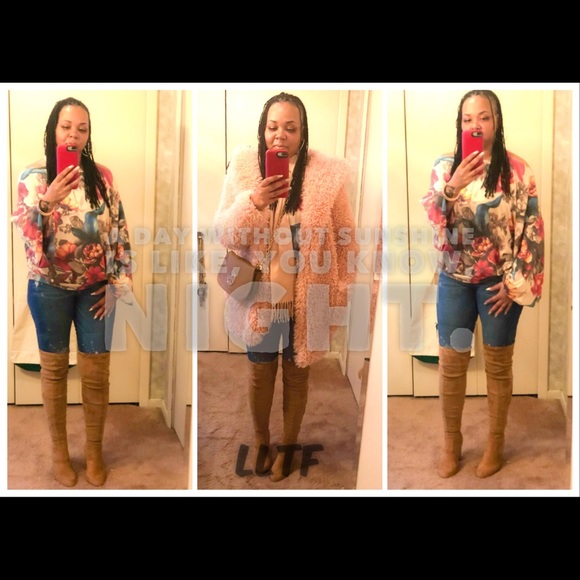 Vintage Style Shaggy Coat with Hood- DUSTY PINK - Picture 3 of 8